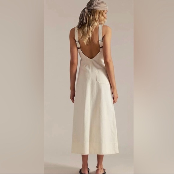 Free People Dex denim midi dress in ecru cream white Elegant Cream Maxi Dress - Picture 2 of 9